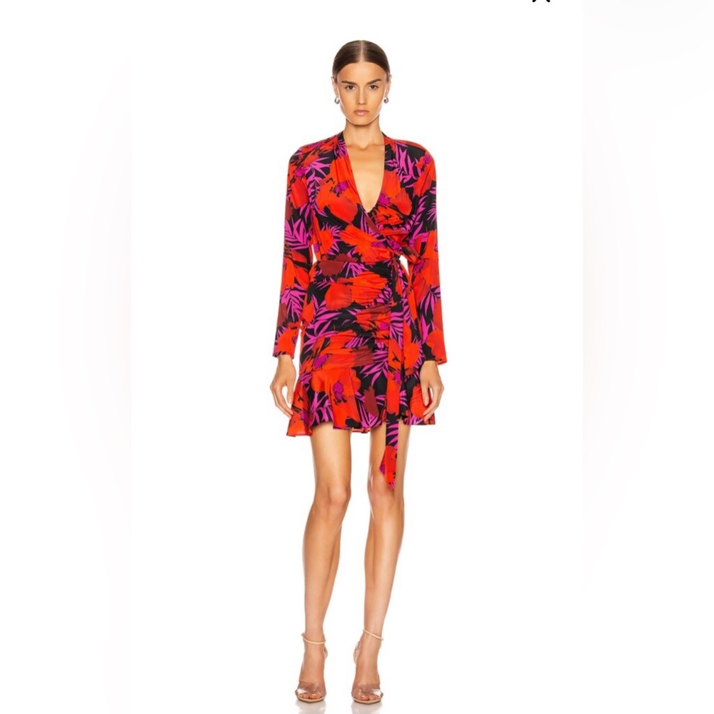 Veronica Beard Lorina Dress Poppy Multi Color Red Pink Size 2